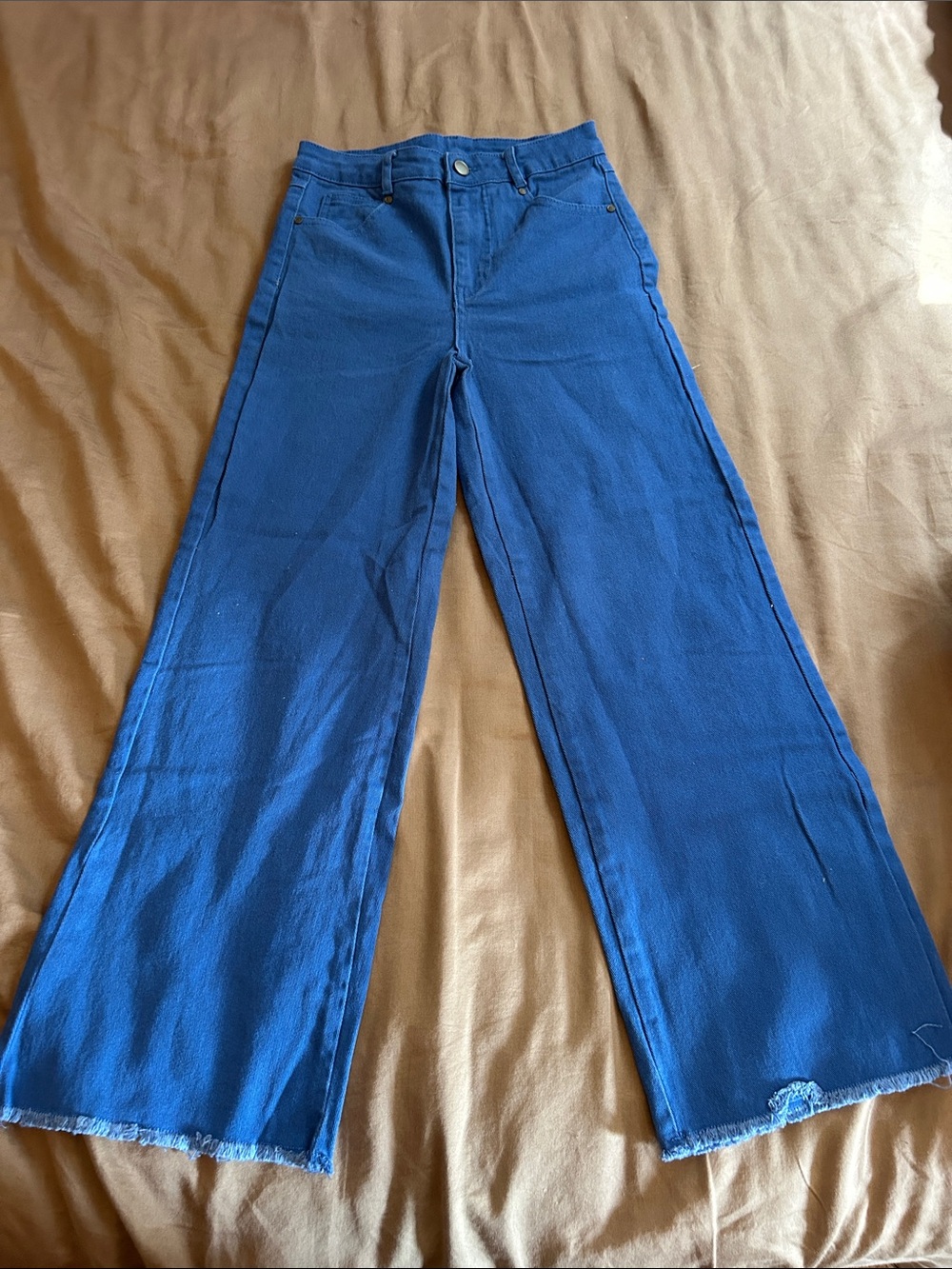 Junior Girls Wide Leg Blue Jeans